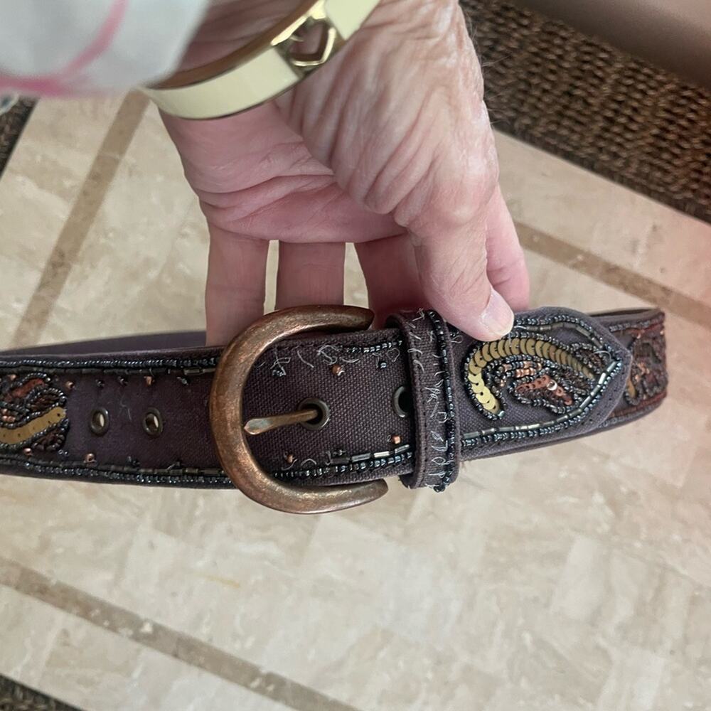 Fossil bedazzled belt. Bronze hardware
